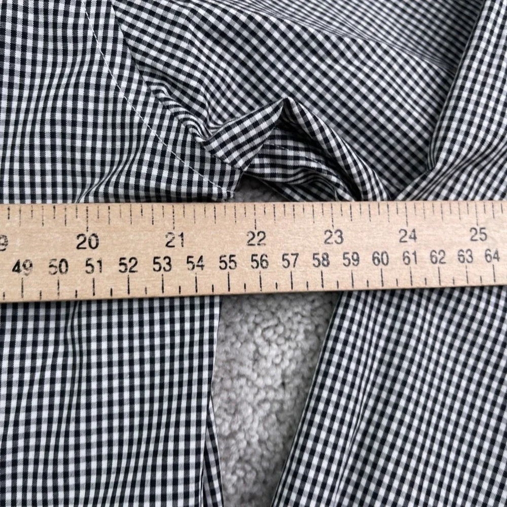Banana Republic Shirt Mens Large Black Gingham Tailored Slim Fit‎ Non Iron